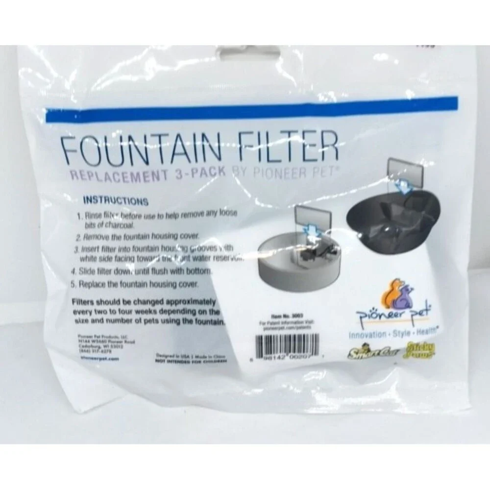 Set of 2 - NEW REPLACEMENT 3 PACK FOUNTAIN FILTER BY PIONEER PET # 3003